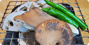 加賀蓮根と季節野菜の炭火焼き